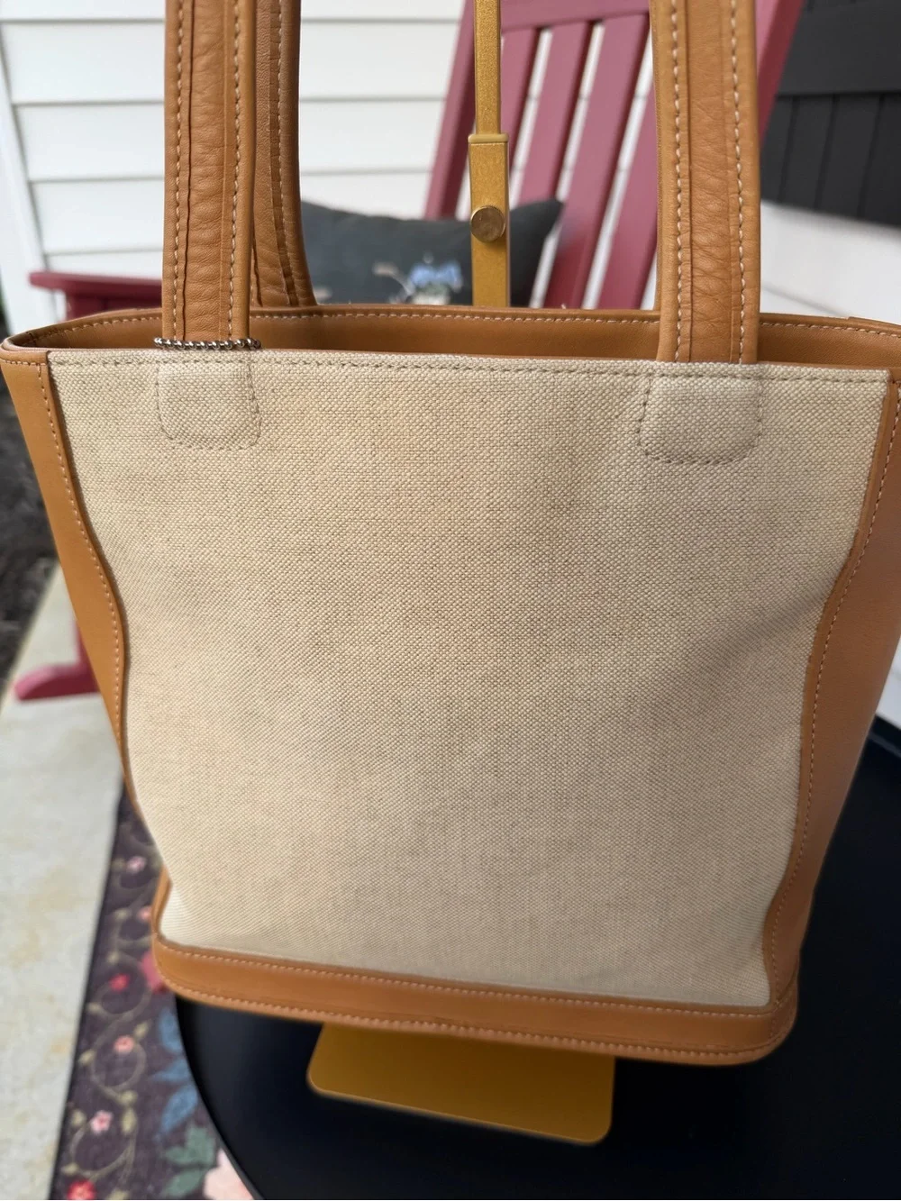 Rare 1999 Vintage Coach Bleecker Tote USA Bag Italian Cotton Linen & British Tan